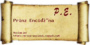 Prinz Enciána névjegykártya